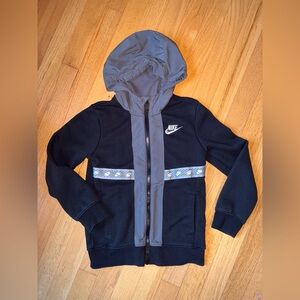 Nike Kids Black and Gray Zip-Up Hoodie